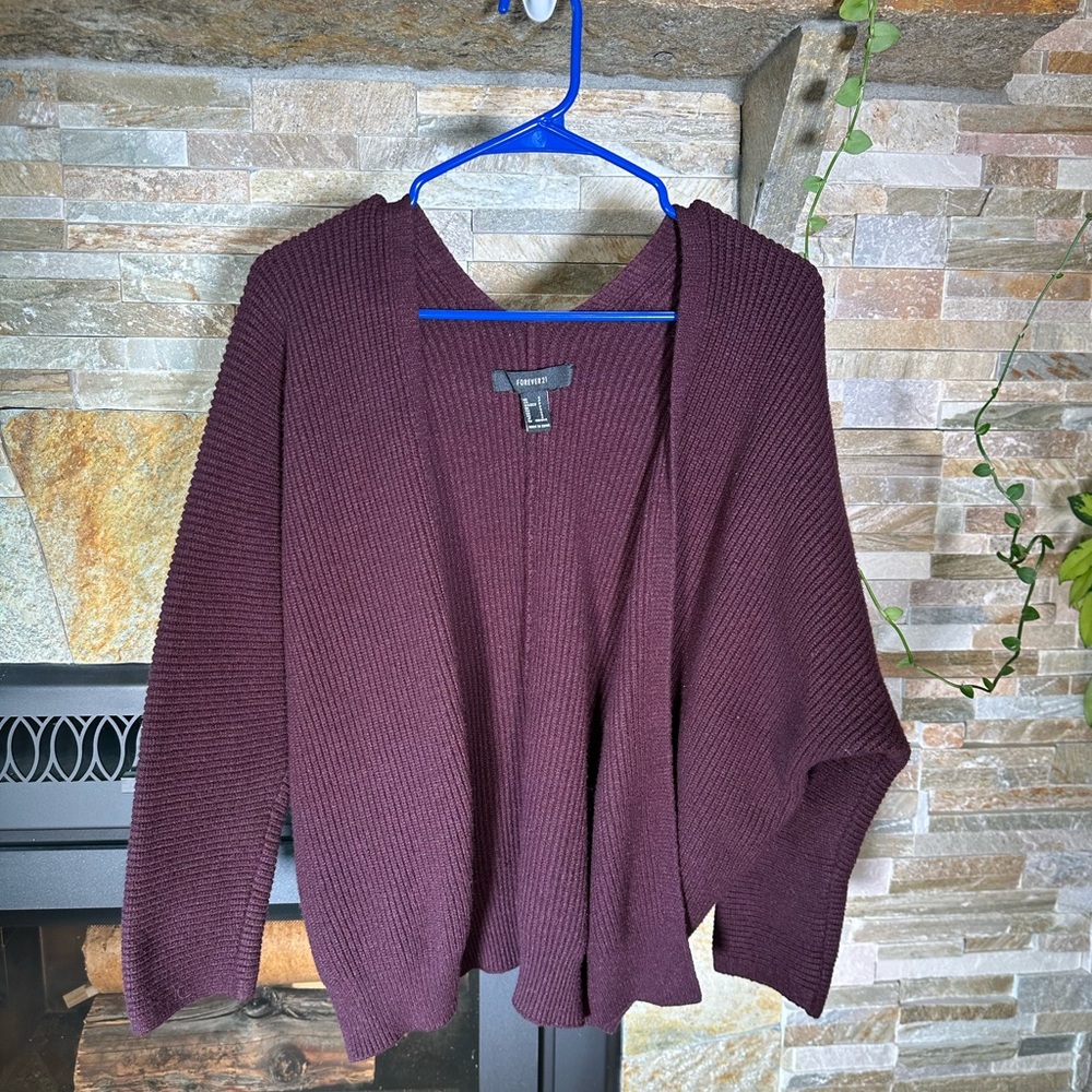 Dark Burgundy Forever 21 Baggy Cardigan Small - Perfect to Layer!